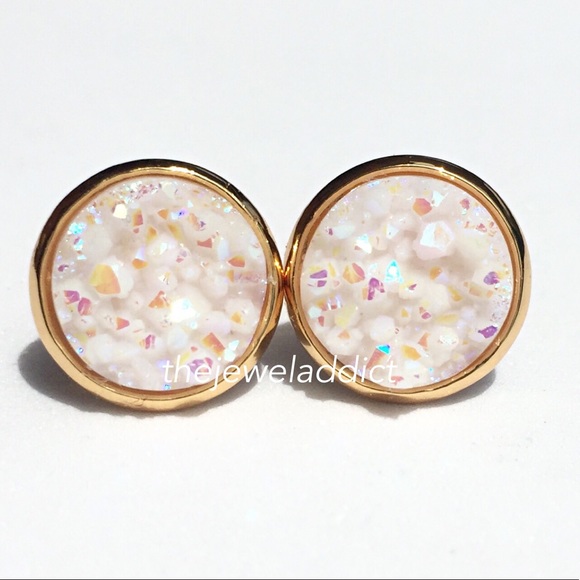 3 for 15🎀 Opal white Druzy Drusy style earrings - Picture 2 of 7